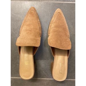 Faux suede pointed toe mule